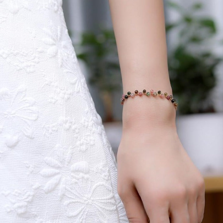 Elegancka Bransoletka z Wielokolorowej Turmaliny