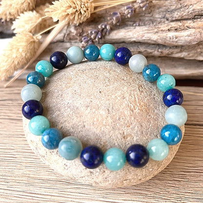 Bransoletka "Océan" z Amazonitem, Lapis Lazuli, Akwamarynem i Apatytem