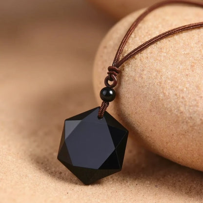 Wisiorek "Gwiazda" z Czarnego Obsidianu