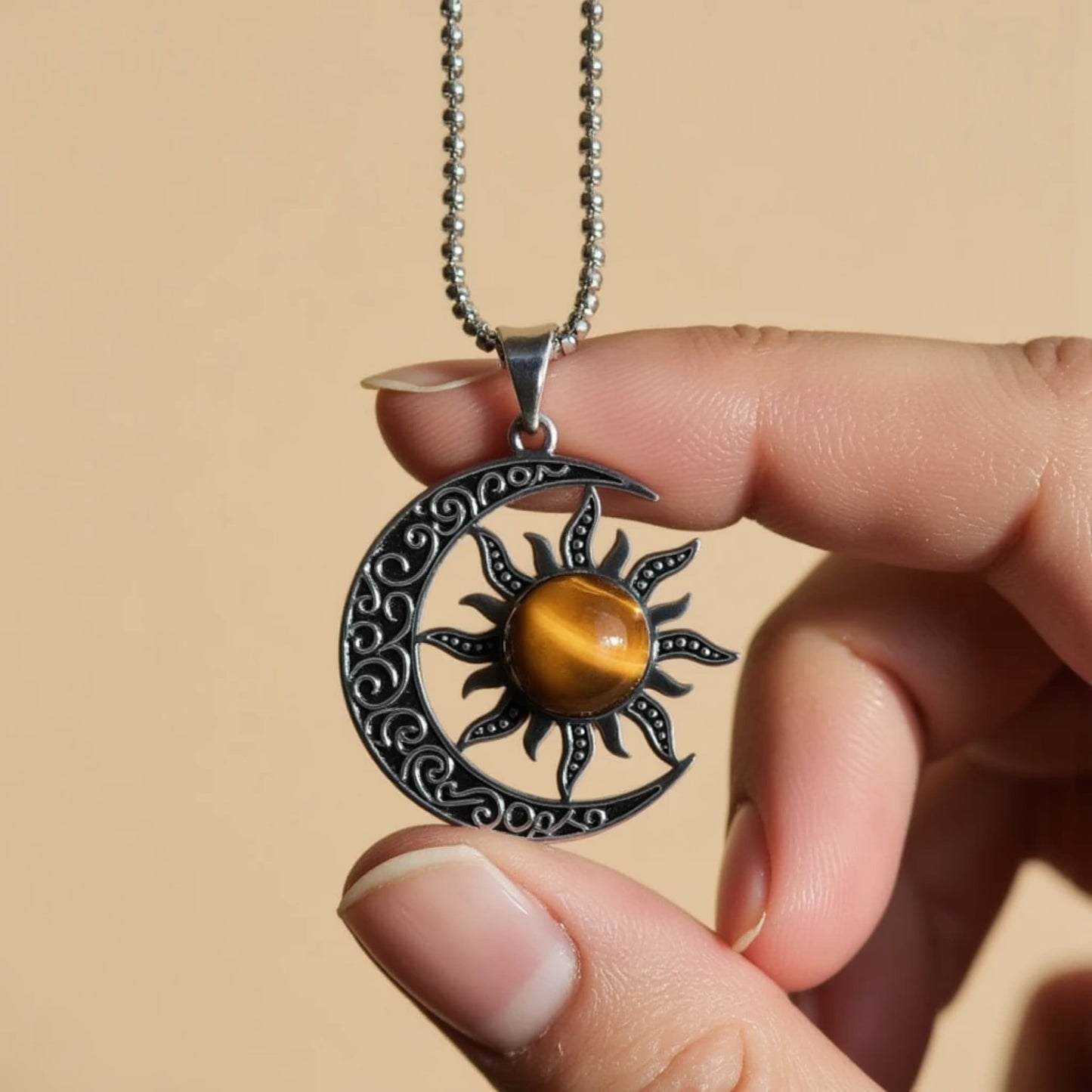 Naszyjnik „Lune Soleil” z tygrysim okiem