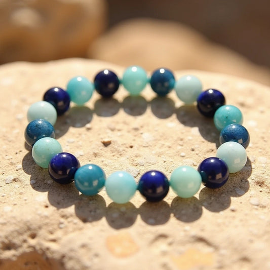 Bransoletka "Océan" z Amazonitem, Lapis Lazuli, Akwamarynem i Apatytem