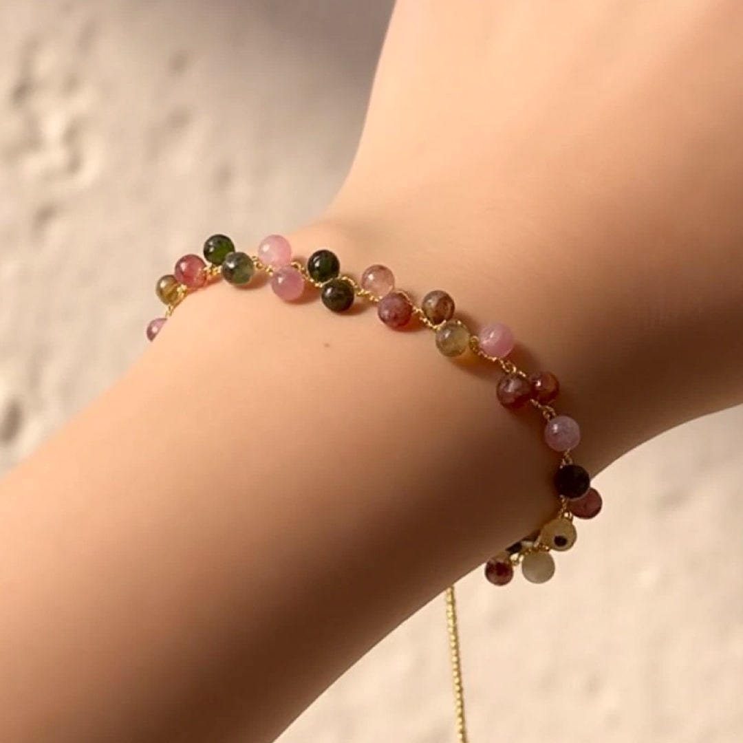 Elegancka Bransoletka z Wielokolorowej Turmaliny