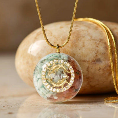 Naszyjnik „Astrologiczna Harmonia” z orgonitem i znakami zodiaku