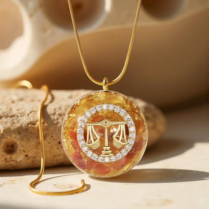 Naszyjnik „Astrologiczna Harmonia” z orgonitem i znakami zodiaku