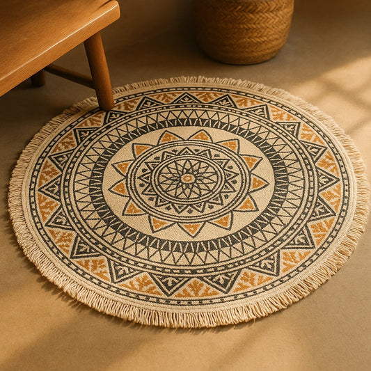 Dywan Okrągły w Stylu Etnicznym Mandala