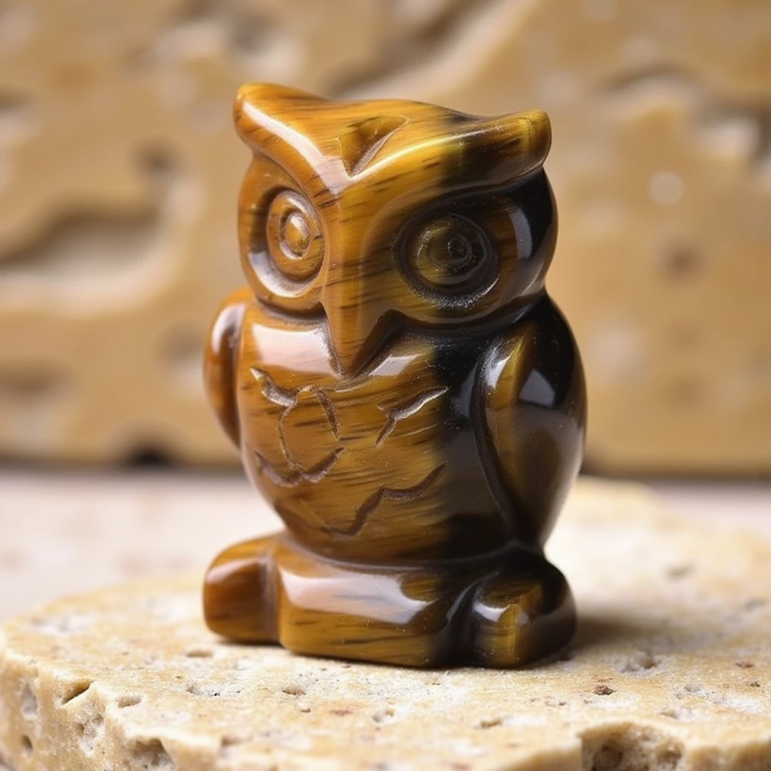 Totem Zwierzęcy Sowa z Naturalnego Kamienia