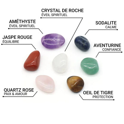 Zestaw Reiki - 7 Naturalnych Kamieni i 7 Podwójnych Punktów Energii