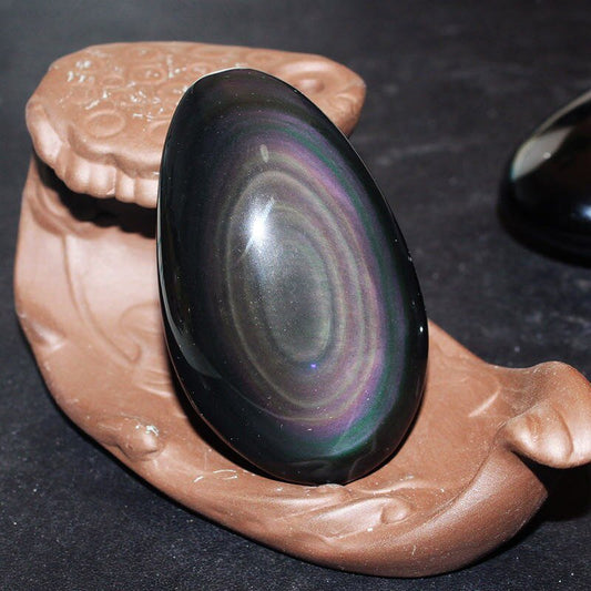 Obsidianowy Galet Oeil Céleste - Luksusowy Amulet Ochronny