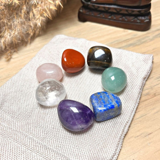 Luksusowy Zestaw 7 Polerowanych Kamieni Reiki do Harmonizacji Czakr