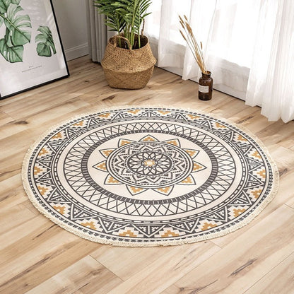 Dywan Okrągły w Stylu Etnicznym Mandala